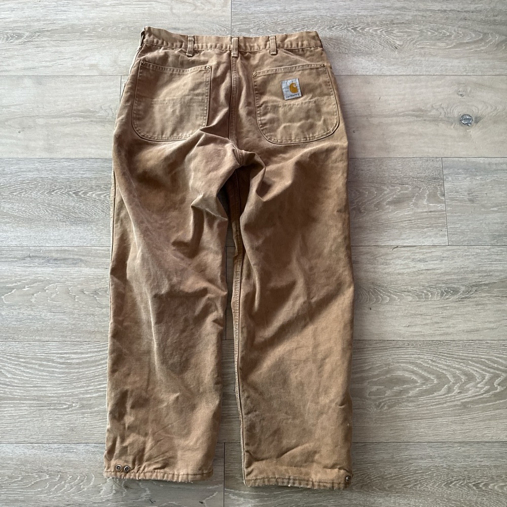 Vintage Carhartt 100 Years Insulated Canvas Work Pants Jeans Red Lined 36x30 80s